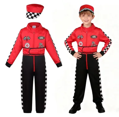 Produktbild von s Rennfahrer-Kostüm für Kinder – Rollenspiel-Outfit für Halloween und Weihnachten (Rot, Größe 9-10 Jahre)