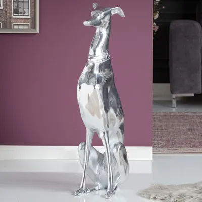 Produktbild von Design Skulptur GREYHOUND Alu 70cm Hund Figur Dekoration Accessoire Dekofigur