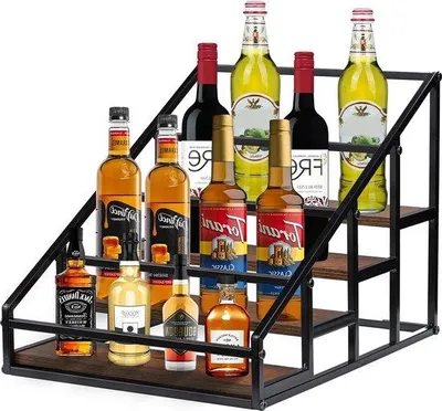 Zdjęcie produktu dla Półka kuchenna z 4 półkami, stojak na wino na 16 butelek