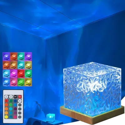 Produktbild von Wiederaufladbares LED -Nachtlicht, Wasserwelligkeitslicht, Touch Switch, RGB16 -Farbe, Sternenhimmelprojektion,für Schlafzimmer, Party ,  85*85*85mm