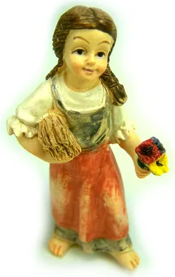 Produktbild von Krippenfigur Mädchen mit Blumen, Bauernkrippe. für 12 cm Figuren, aus Polyresin