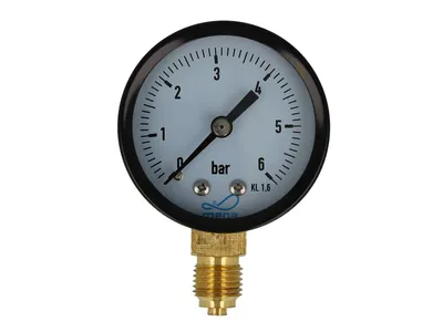 Produktbild von MEGA Druckmanometer 0 - 6 bar - 1/4 Zoll Anschluss nach unten Radial Ø 50 mm