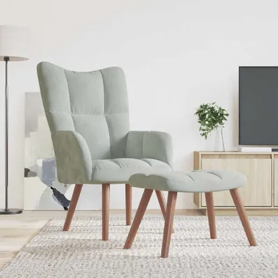 Obrázek produktu pro vidaXL Relaxační křeslo s taburetem Light Grey Velvet