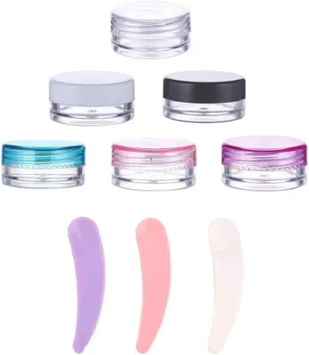 Produktbild von kleine Reisebehälter, 10 Gramm große, nachfüllbare Kosmetikbehälter, Reisecremetiegel mit 3 Spateln für Toilettenartikel, Kosmetik, Gesichts-, Körper-, Handcreme, Lotion