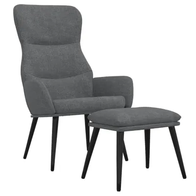 Zdjęcie produktu dla vidaXL Relax fotel ze stołkiem jasnoszary materiał