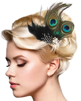 Productafbeelding van Smoakez - Veerhoofddeksel - Vintage haarclip - Premium kwaliteit - 15 x 14 cm - Versierd met strasssteentjes - Perfect voor carnaval - Stijl A