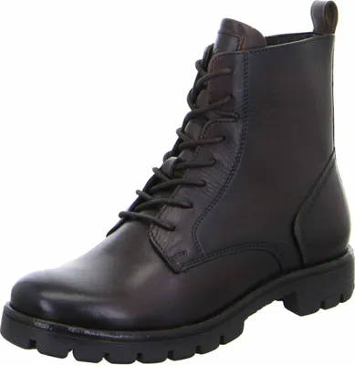A single brown lace-up boot shown from a three-quarter side view against a white background.