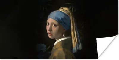 Produktbild von MuchoWow® Poster Das Mädchen mit dem Perlenohrring - Vermeer - Blumen 40x20 cm - Poster für die Wand - Poster Schlafzimmer