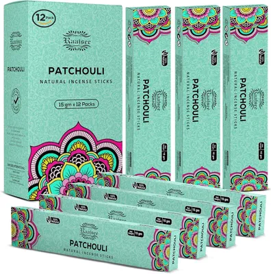 Image de Baguettes d'encens au patchouli, aromathérapie naturelle et biologique, pack de 12
