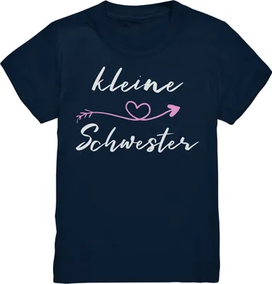 Produktbild von Kleine Schwester T-Shirt Herz Kleine Schwester Geschenk – Navy / 122/128 (7-8)