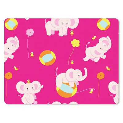Produktbild von MuchoWow® Mauspad Mousepad Elefant - Blumen - Muster 40x30 cm - Mousepads - Maus Mat - Pad - Mausunterlage - Anti Rutsch