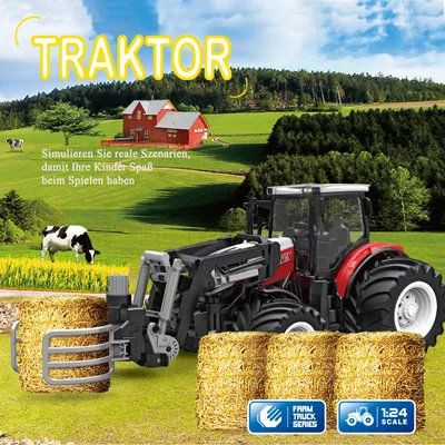 Produktbild von Ferngesteuerter Auto RC Traktor Spielzeug ab 3 Jahre, Bauernhof, Spielzeug Kinder Traktor Spielzeug mit Sound und Licht
