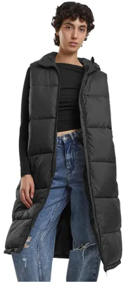 Immagine prodotto di Urban Classics Donna Gilet lungo con cappuccio nero - S