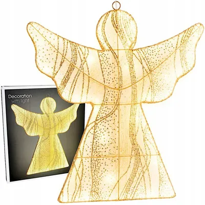 Produktbild von LED Engel 48 cm zum Aufhängen mit 236 LEDs – Weihnachtsdeko Leuchtfigur Fensterdeko