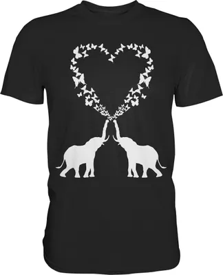 Produktbild von Elefant Herz Schmetterling T-Shirt – Black / 5XL