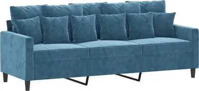 Produktbild von vidaXL 3-Sitzer-Sofa Blau 180 cm Samt