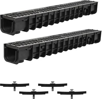 Produktbild von Melko Entwässerungsrinne Belastung C250 Kanal Stegrost Hofablauf - 2 Meter
