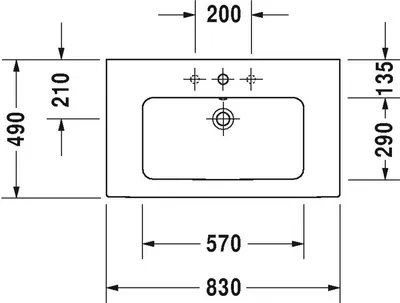 Produktbild von Duravit DU Möbelwaschtisch ME by Starck 830mm Weiss Seidenmatt,m.ÜL,m.HLB,o.HL,WG