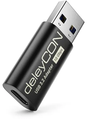 Produktbild von deleyCON USB-C Adapter 10Gbps Alugehäuse USB-C Buchse auf USB-A Stecker