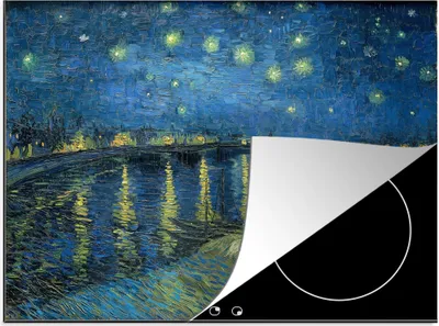 Produktbild von KitchenYeah© Herdabdeckplatte Die sternenklare Nacht - Vincent van Gogh , 71x52cm, Küche Deko, Glaskeramikkochfeld Herdabdeckung, Abdeckplatte fùr Kochfeld
