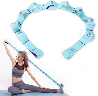 Zdjęcie produktu dla Taśma do ćwiczeń jogi z 11 pętlami, elastyczna, regulowana, idealna do treningu i fitness
