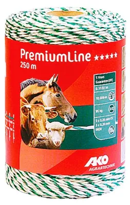 Produktbild von 2 Stück 250 m Premium Weidezaunlitze weiss-grün Elektrozaun Bruchlast 95 kg