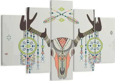 Produktbild von Bild auf Leinwand - Leinwandbild - Hirsch Mandala Spiritualität wild - 150x100cm - Wand Bild - Wanddeko - Leinwanddruck - Bilder - Kunstdruck - Leinwand bilder - Wandkunst - EA150x100-3154