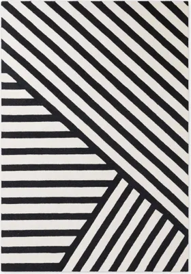 Produktbild von Elle Decoration Stryve Wollteppich Noir Schwarz Weiß