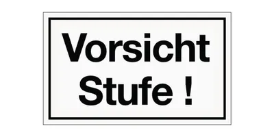 Produktbild von Hinweiszeichen Vorsicht Stufe Kunststoffschild L250xB150mm weiß schwarz Ku.