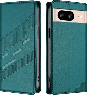 Produktbild von Hülle für Google Pixel 8, Kunstleder Brieftaschen Handyhülle mit Kartenfach und Standfunktion Grün