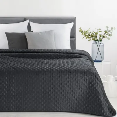 Produktbild von Velvet Decke Dekorativer Bettüberwurf Tagesdecke aus Samt SOFIA 4 dunkel 170 cm x 210 cm schwarz