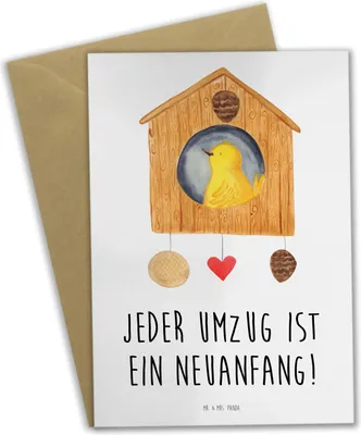 Produktbild von Mr. & Mrs. Panda Klappkarte Umzug Neuanfang - Weiß - Geschenk, inspirierende Sprüche, vatertagskarte, osterkarten, motivierende Geschenke, Zuversicht, Vertrauem, Trost