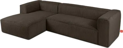 Produktbild von KONSIMO Modernes Ecksofa Links "FEROX", braun, Kord-Stoff, MODERN, 305x73x175cm