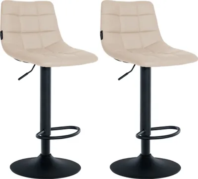 Produktbild von 2er Set Barhocker HLO-CP264 Kunstleder schwarz  creme