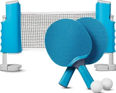 Produktbild von Tischtennis-Set für den Außenbereich – Netz und Pfosten, 2 Schläger, 2 Bälle