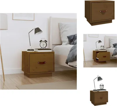 Produktbild von vidaXL Nachttisch Honigbraun 40x34x35 cm Massivholz Kiefer - Nachttische