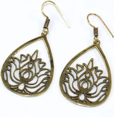Produktbild von Tribalohrringe aus Messing, Ethnoohrringe, Goaschmuck, Messingohrringe - Gold, Gold-Farben, 4,5*2,5*0,1 cm, Ohrringe + Ohrstecker Modeschmuck