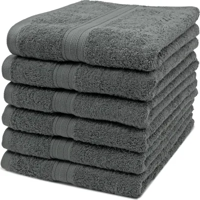 Produktbild von Zollner 6-teiliges Handtuch-Set, Baumwolle, Grau, 50x100 cm, 500 g/qm, für Hotels, Restaurants und Kliniken
