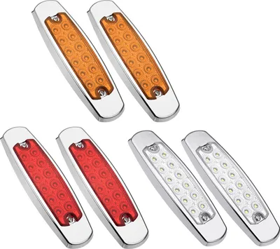 Imagen del producto de 2 unidades de luces laterales LED de 12 luces, luces de señalización, tipo inundación, con forma de pez, para camiones, remolques y vehículos recreativos, 12-24V - Rojo