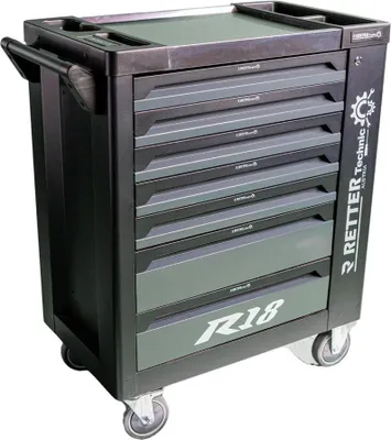 Immagine prodotto di Carrello portautensili R18 con utensili VDE 118 pezzi | 7 cassetti - Carrello da officina RETTER