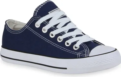 Produktbild von Mytrendshoe Damen Sneakers Sportschuhe Schnürer Schuhe 94237, Farbe: Dunkelblau Lucky, Größe: 36