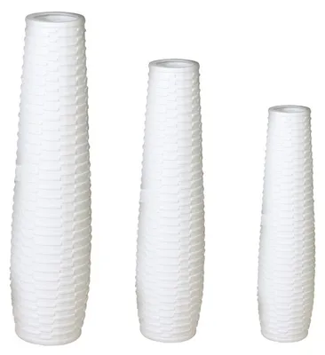 Produktbild von 3er Set Bodenvasen CATANIA matt weiß H. 59 + 77 + 100cm rund Casablanca