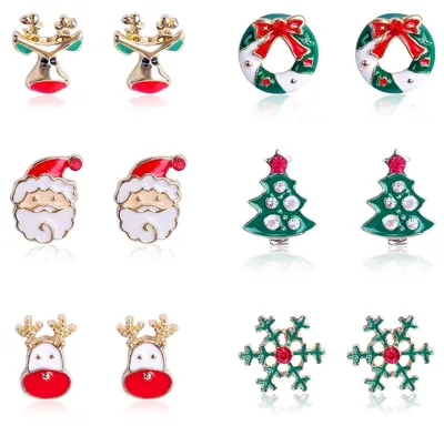 Image de 6 paires de boucles d'oreilles de Noël - Différents modèles pour enfants et femmes