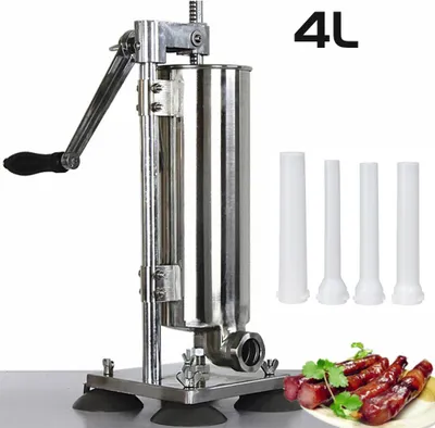 Produktbild von 4L Edelstahl Wursthersteller,Wurstfüller manuell, Wurst Stuffer Fleischfüllmaschine Wurstmaschine Wurstfüller für den Heimgebrauch