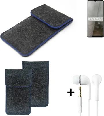 Produktbild von K-S-Trade Handy Schutz Hülle kompatibel mit Cubot Note 20 Schutzhülle Handyhülle Filztasche Pouch Tasche Case Sleeve Filzhülle dunkelgrau, blauer
