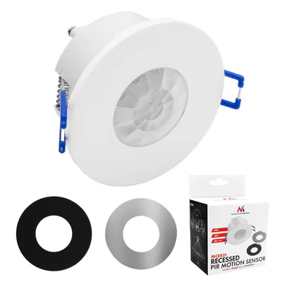 Productafbeelding van Maclean PIR-bewegingsmelder, inbouwmontage, bereik 8 meter, 600 W/1200 W, 220–240 V AC, 50/60 Hz, model MCE821