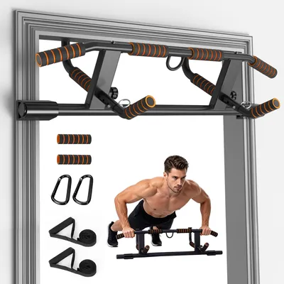 Zdjęcie produktu dla Drążek do podciągania montowany w futrynie, wytrzymujący obciążenie do 226 kg, regulowany w zakresie 60-90 cm