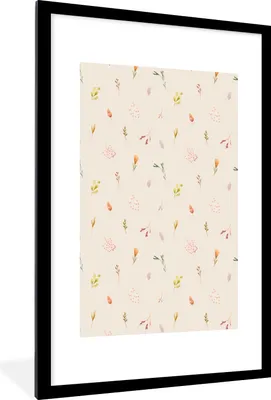 Produktbild von MuchoWow® MuchoWow® Gerahmtes Poster Blumen - Pastell - Pflanzen 60x90 cm - Poster mit zchwarzem Bilderrahmen - Dekoration - Wandposter Wohnzimmer - Hochwertig