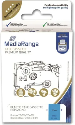 Produktbild von MediaRange Schriftbandka. Brother TZ-531/TZe-531 12mm,8m sw
