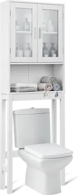 Immagine prodotto di Mobile da bagno in legno, a ripiani, bianco, con WC